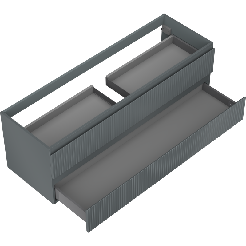 Mexen Rivel Badezimmerschrank 140 cm, 2 Schubladen, geriffelt, Graphit matt - 91A20-14047-2-BFF66