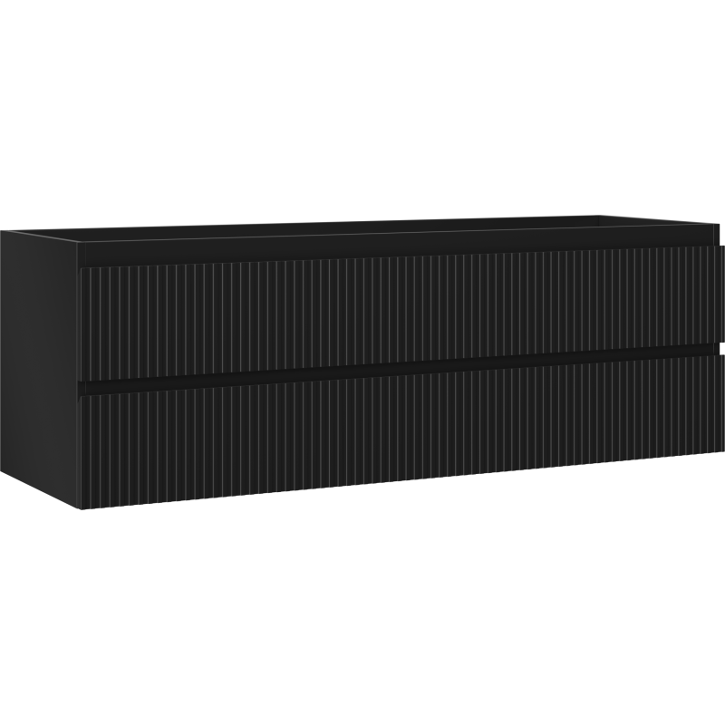 Mexen Rivel Badezimmer-Unterschrank 140 cm, 2 Schubladen, gerillt, mattschwarz - 91A20-14047-2-BFF71