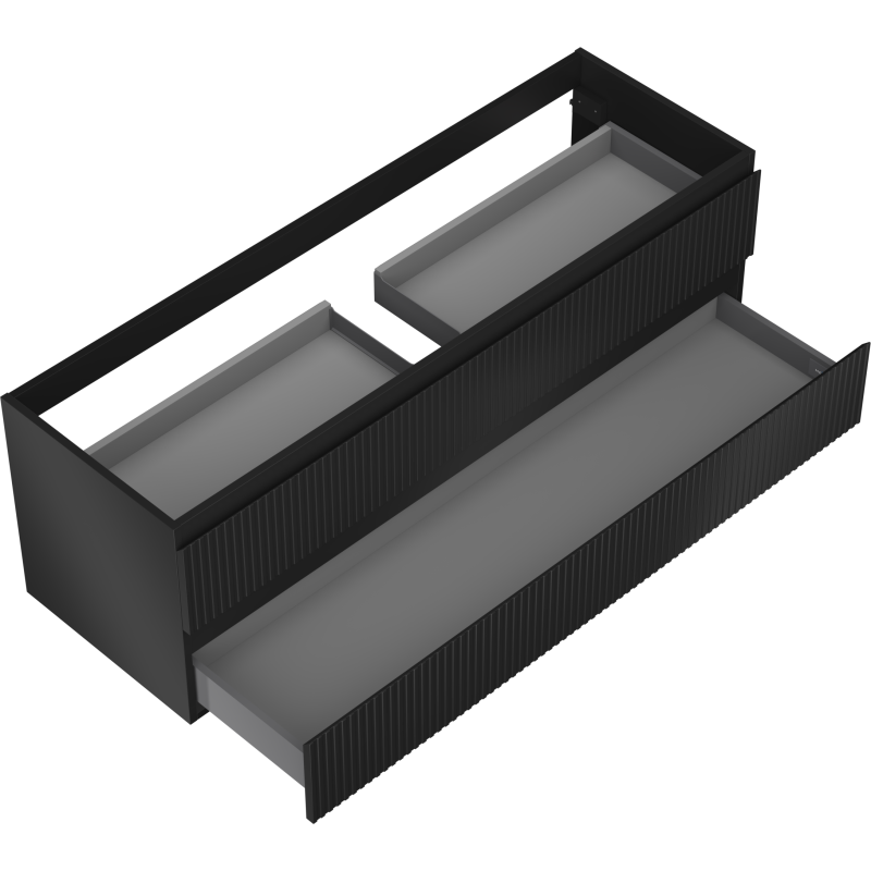 Mexen Rivel Badezimmer-Unterschrank 140 cm, 2 Schubladen, gerillt, mattschwarz - 91A20-14047-2-BFF71