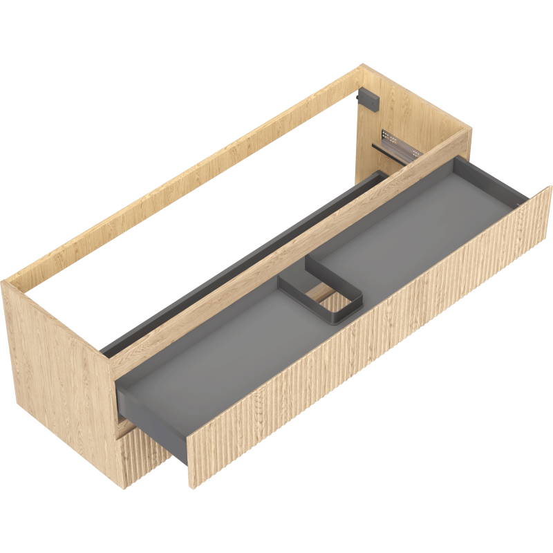 Mexen Rivel Badezimmerschrank unter dem Waschbecken 140 cm, 2 Schubladen, geriffelt, Eiche - 91A20-14047-2-BFF81