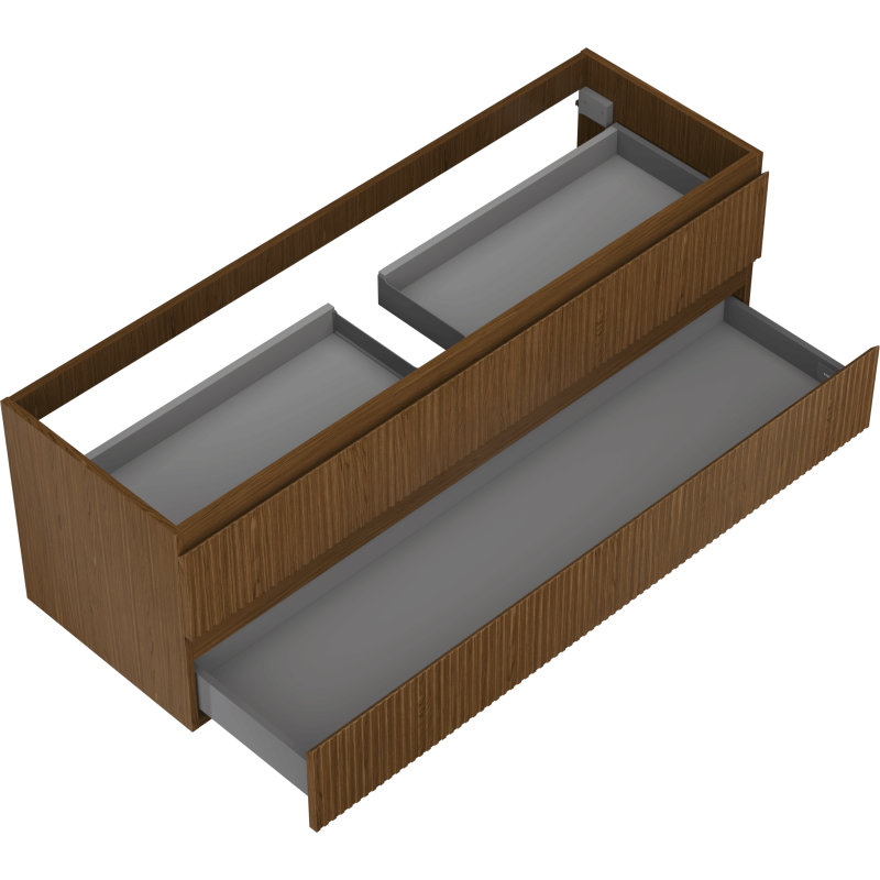 Mexen Rivel Badezimmerschrank 140 cm, 2 Schubladen, geriffelt, Nussbaum - 91A20-14047-2-BFF86