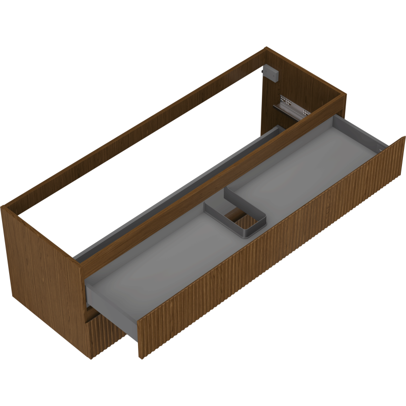 Mexen Rivel Badezimmerschrank 140 cm, 2 Schubladen, geriffelt, Nussbaum - 91A20-14047-2-BFF86
