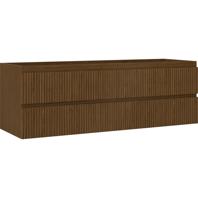 Mexen Rivel Badezimmerschrank 140 cm, 2 Schubladen, geriffelt, Nussbaum - 91A20-14047-2-BFF86