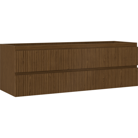 Mexen Rivel Badezimmerschrank 140 cm, 2 Schubladen, geriffelt, Nussbaum - 91A20-14047-2-BFF86