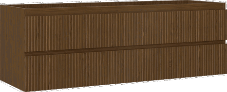 Mexen Rivel Badezimmerschrank 140 cm, 2 Schubladen, geriffelt, Nussbaum - 91A20-14047-2-BFF86