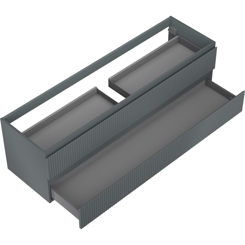 Mexen Rivel Badezimmerschrank 160 cm, 2 Schubladen, geriffelt, Graphit Matt - 91A20-16047-2-BFF66