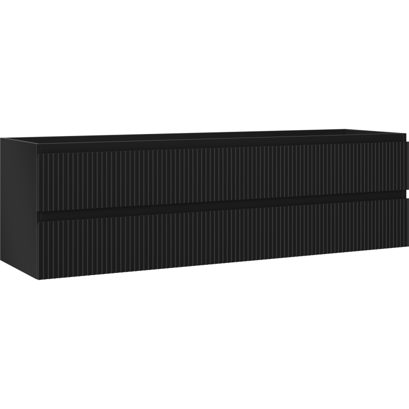 Mexen Rivel Badezimmer-Unterschrank 160 cm, 2 Schubladen, geriffelt, schwarz matt - 91A20-16047-2-BFF71