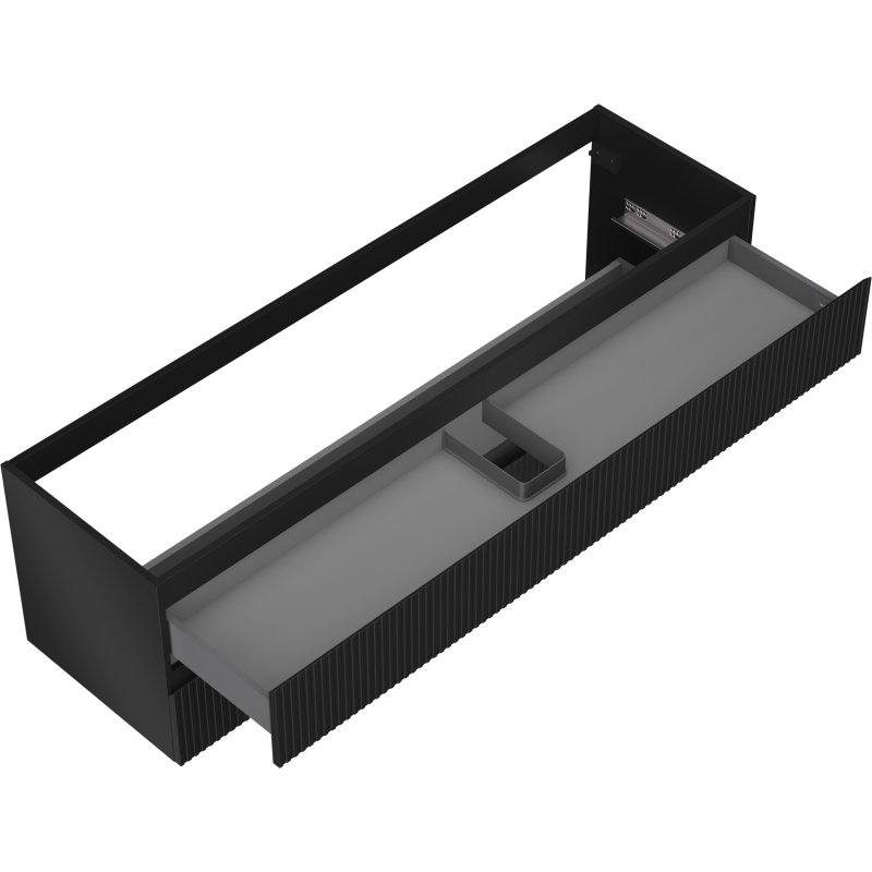 Mexen Rivel Badezimmer-Unterschrank 160 cm, 2 Schubladen, geriffelt, schwarz matt - 91A20-16047-2-BFF71