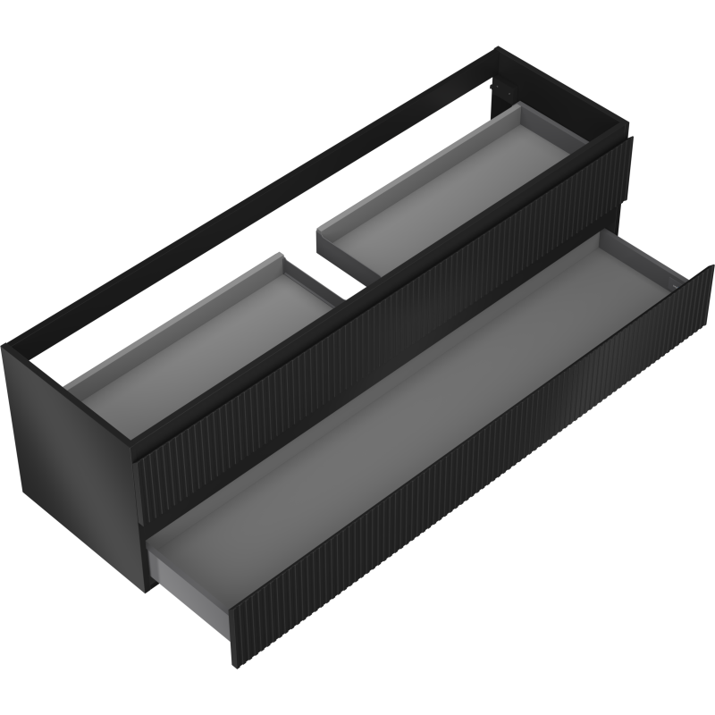 Mexen Rivel Badezimmer-Unterschrank 160 cm, 2 Schubladen, geriffelt, schwarz matt - 91A20-16047-2-BFF71