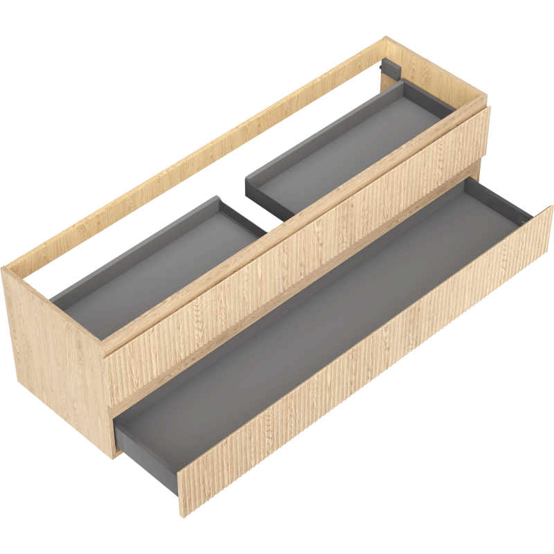 Mexen Rivel Badezimmerschrank unter dem Waschbecken 160 cm, 2 Schubladen, geriffelt, Eiche - 91A20-16047-2-BFF81