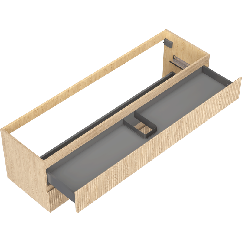 Mexen Rivel Badezimmerschrank unter dem Waschbecken 160 cm, 2 Schubladen, geriffelt, Eiche - 91A20-16047-2-BFF81