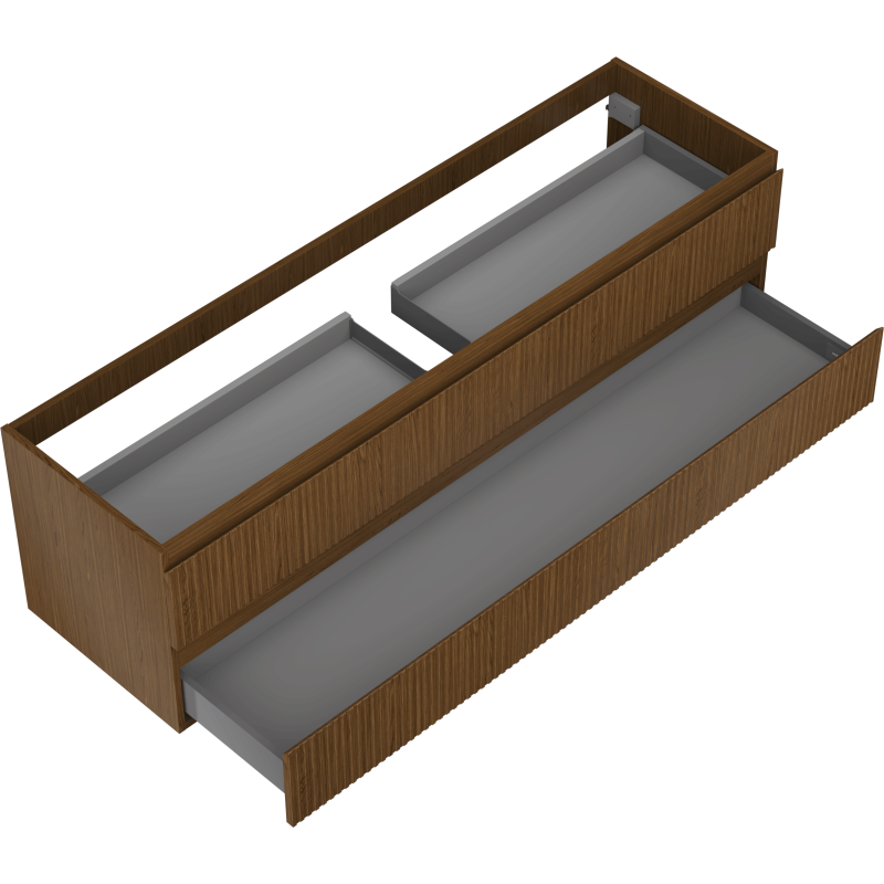 Mexen Rivel Badezimmerschrank 160 cm, 2 Schubladen, gerillt, Walnuss - 91A20-16047-2-BFF86