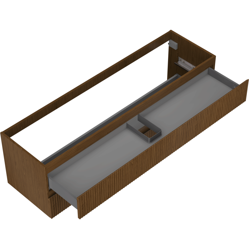 Mexen Rivel Badezimmerschrank 160 cm, 2 Schubladen, gerillt, Walnuss - 91A20-16047-2-BFF86