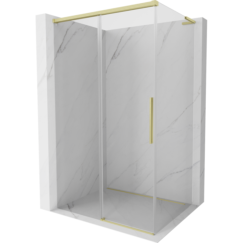 Mexen Rox L Duschkabine verschiebbar 90 x 70 cm, transparent, gebürstetes Gold - 8C2L-090-070-55-00