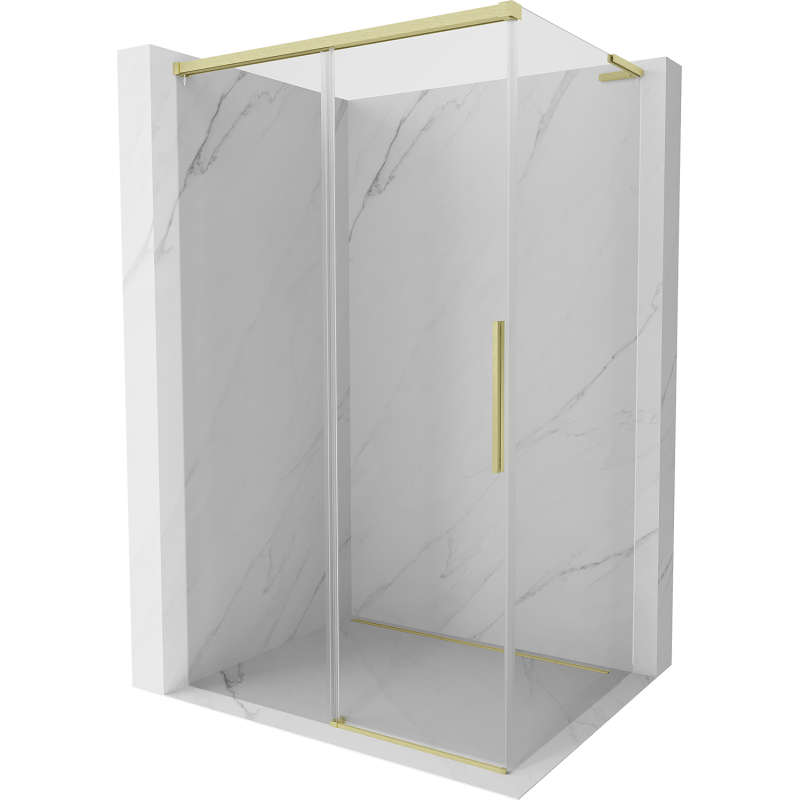 Mexen Rox L Duschkabine Schiebetür 95 x 75 cm, transparent, gebürstetes Gold - 8C2L-095-075-55-00