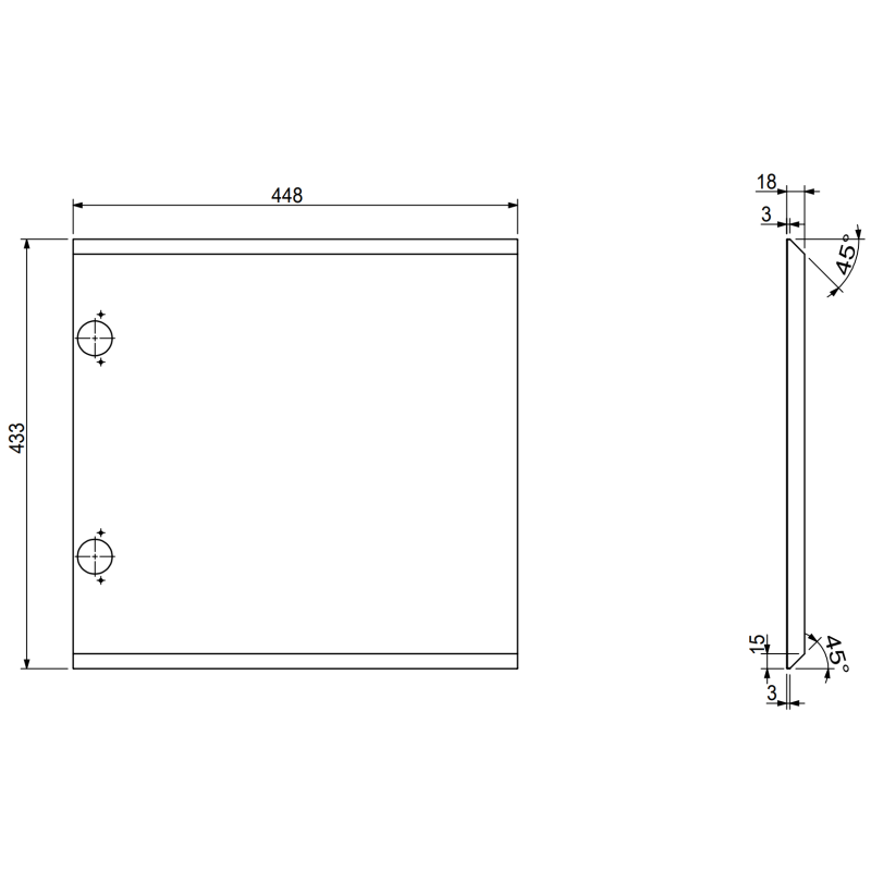 Mexen Rivel Badezimmerschrank 45 cm, 1 Tür, geriffelt, Eiche - 91A21-04547-1-BF81