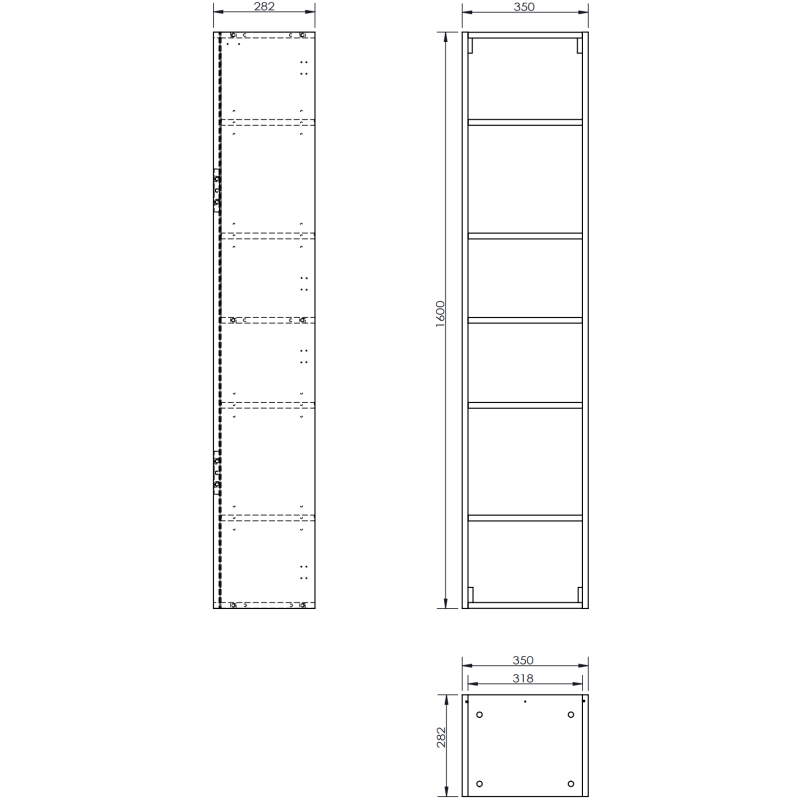 Mexen Rivel Badschrank 35 cm, 1 Tür, geriffelt, graumatt - 91A21-03016-1-BF62