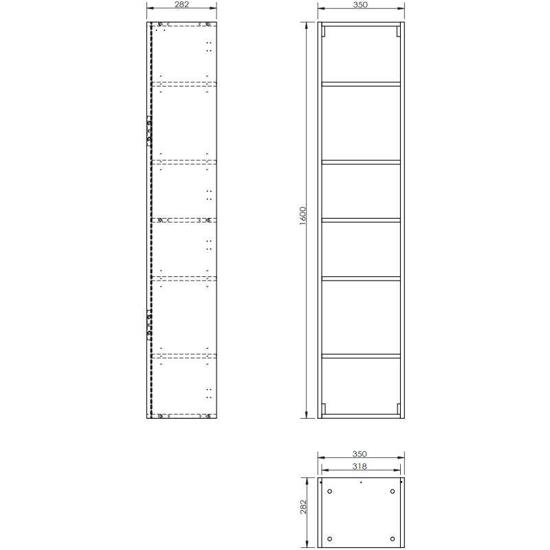 Mexen Rivel Badhochschrank 35 cm, 1 Tür, geriffelt, Graphit Matt - 91A21-03016-1-BF66