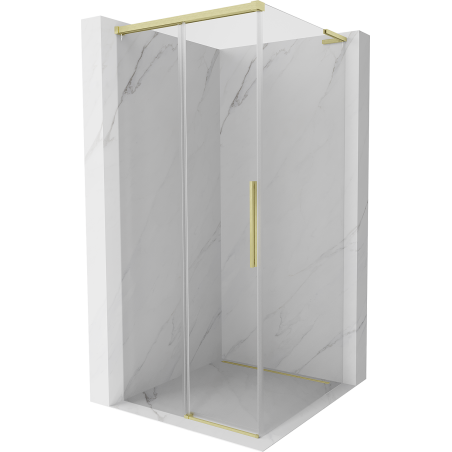 Mexen Rox L Duschkabine Schiebetür 110 x 110 cm, transparent, gebürstetes Gold - 8C2L-110-110-55-00