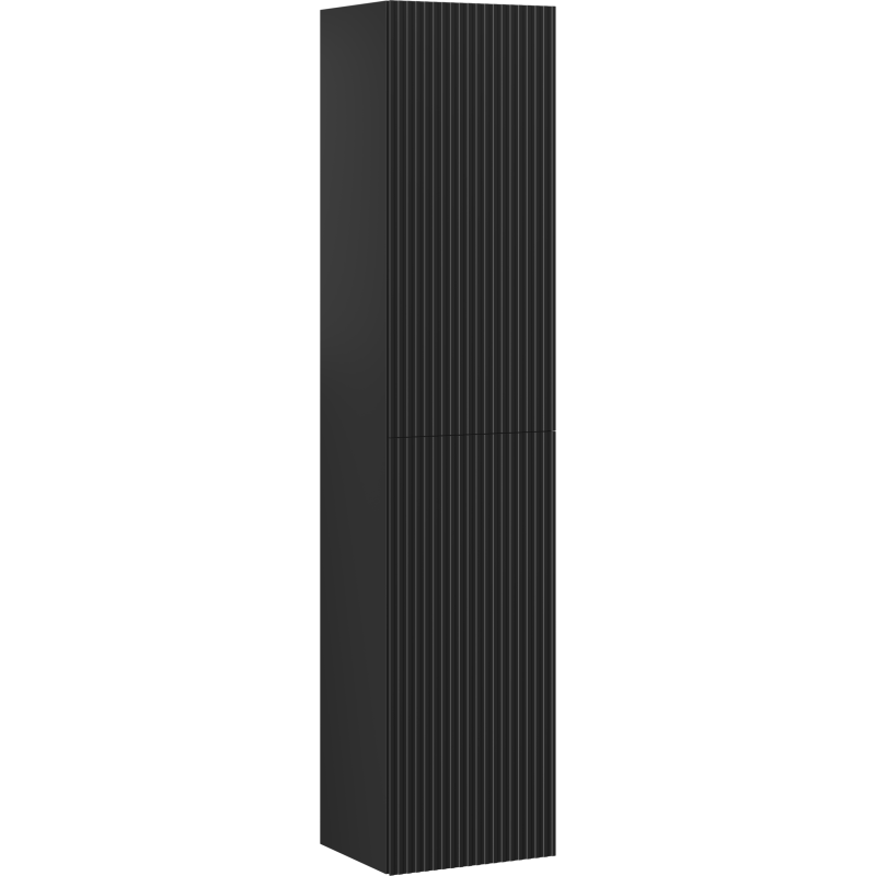 Mexen Rivel Badezimmer-Säule 35 cm, 2 Türen, geriffelt, schwarz matt - 91A21-03016-2-BF71