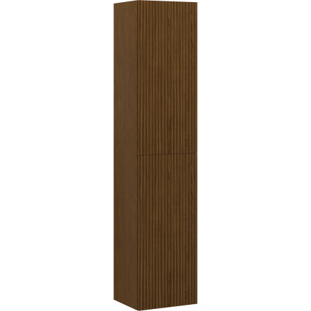 Mexen Rivel Badezimmer-Säule 35 cm, 2 Türen, geriffelt, Nussbaum - 91A21-03016-2-BF86