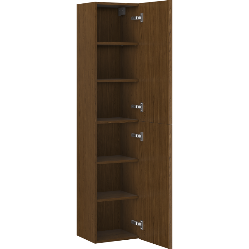 Mexen Rivel Badezimmer-Säule 35 cm, 2 Türen, geriffelt, Nussbaum - 91A21-03016-2-BF86