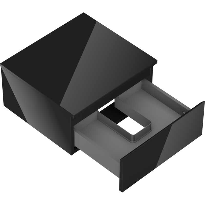 Mexen Orio Badezimmerschrank unter Waschbecken 50 cm mit Arbeitsplatte, 1 Schublade, schwarzer Hochglanz - 91A10-05023-1-BFC70