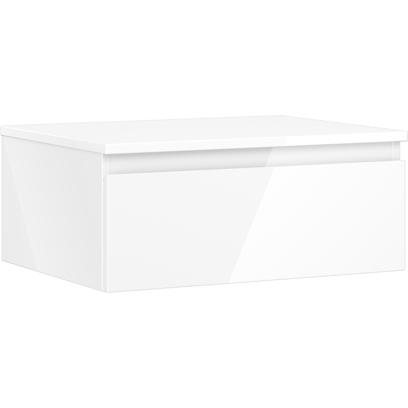 Mexen Orio Waschbeckenschrank 60 cm mit Arbeitsplatte, 1 Schublade, Weiß Hochglanz - 91A10-06023-1-BFC00