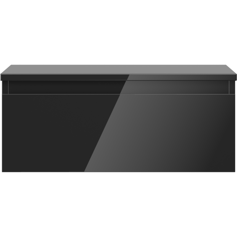 Mexen Orio Badezimmerschrank für Waschbecken 60 cm mit Arbeitsplatte, 1 Schublade, schwarzer Glanz - 91A10-06023-1-BFC70