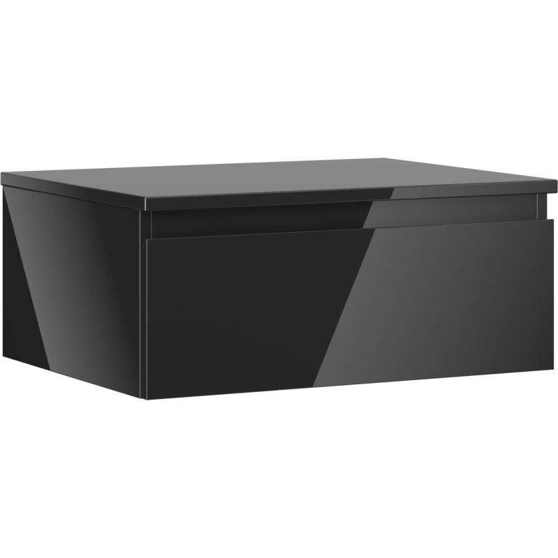 Mexen Orio Badezimmerschrank für Waschbecken 60 cm mit Arbeitsplatte, 1 Schublade, schwarzer Glanz - 91A10-06023-1-BFC70
