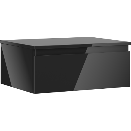 Mexen Orio Badezimmerschrank für Waschbecken 60 cm mit Arbeitsplatte, 1 Schublade, schwarzer Glanz - 91A10-06023-1-BFC70