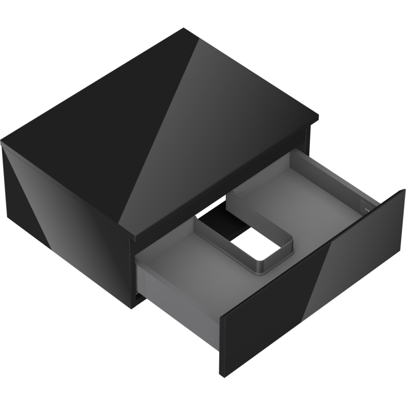 Mexen Orio Badezimmerschrank für Waschbecken 60 cm mit Arbeitsplatte, 1 Schublade, schwarzer Glanz - 91A10-06023-1-BFC70
