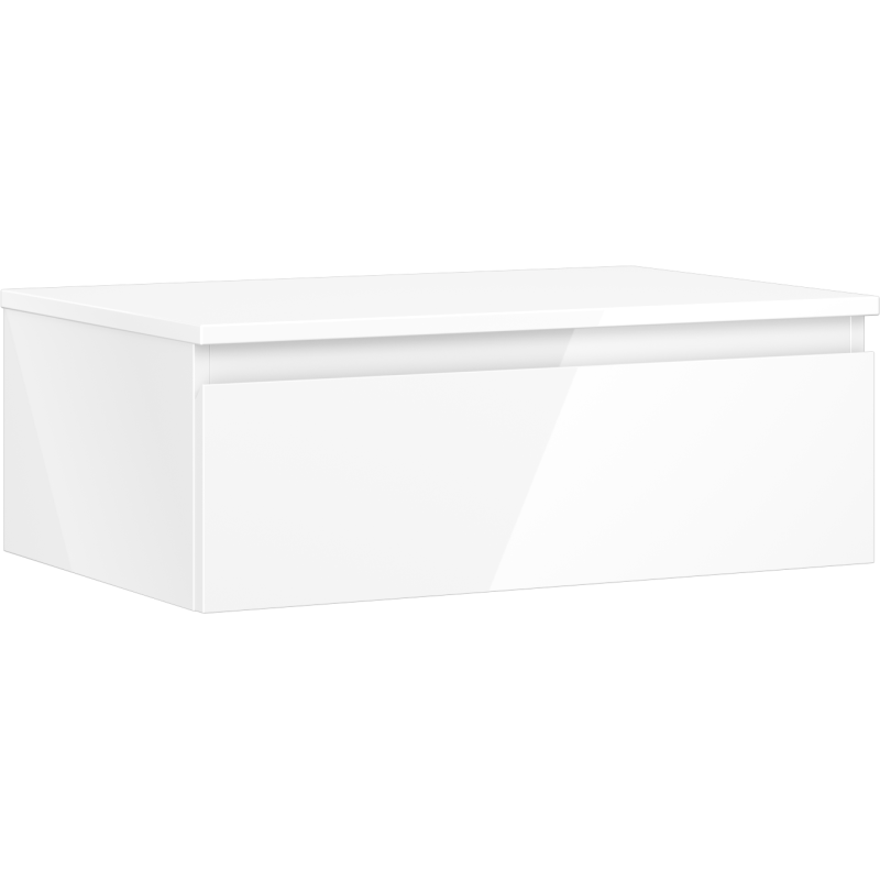 Mexen Orio Badezimmerschrank für Waschtisch 70 cm mit Platte, 1 Schublade, Weiß Glanz - 91A10-07023-1-BFC00