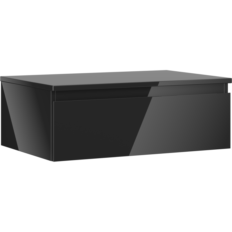 Mexen Orio Badmöbel Unterschrank 70 cm mit Arbeitsplatte, 1 Schublade, schwarz glänzend - 91A10-07023-1-BFC70