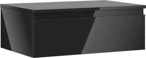 Mexen Orio Badmöbel Unterschrank 70 cm mit Arbeitsplatte, 1 Schublade, schwarz glänzend - 91A10-07023-1-BFC70