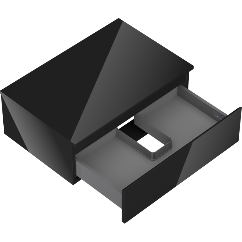 Mexen Orio Badmöbel Unterschrank 70 cm mit Arbeitsplatte, 1 Schublade, schwarz glänzend - 91A10-07023-1-BFC70
