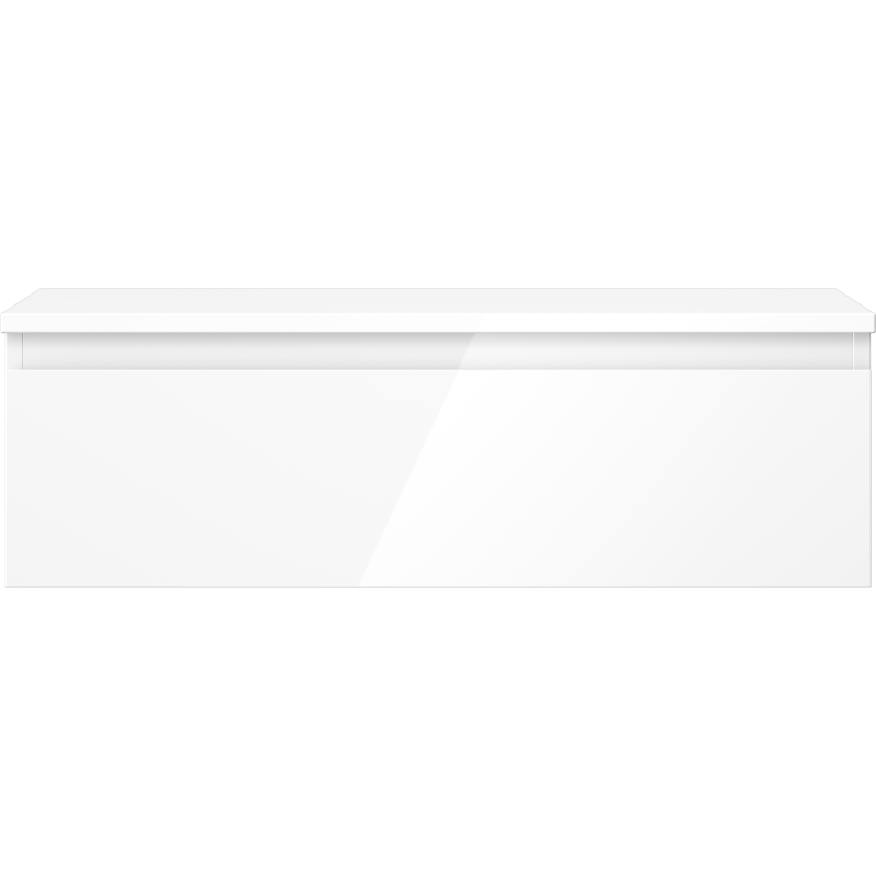 Mexen Orio Badezimmerschrank unter Waschbecken 80 cm mit Platte, 1 Schublade, weiß Hochglanz - 91A10-08023-1-BFC00