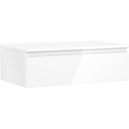 Mexen Orio Badezimmerschrank unter Waschbecken 80 cm mit Platte, 1 Schublade, weiß Hochglanz - 91A10-08023-1-BFC00