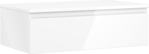 Mexen Orio Badezimmerschrank unter Waschbecken 80 cm mit Platte, 1 Schublade, weiß Hochglanz - 91A10-08023-1-BFC00