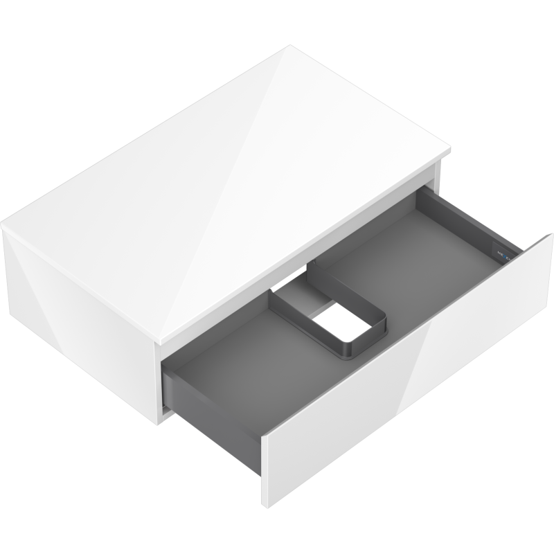 Mexen Orio Badezimmerschrank unter Waschbecken 80 cm mit Platte, 1 Schublade, weiß Hochglanz - 91A10-08023-1-BFC00
