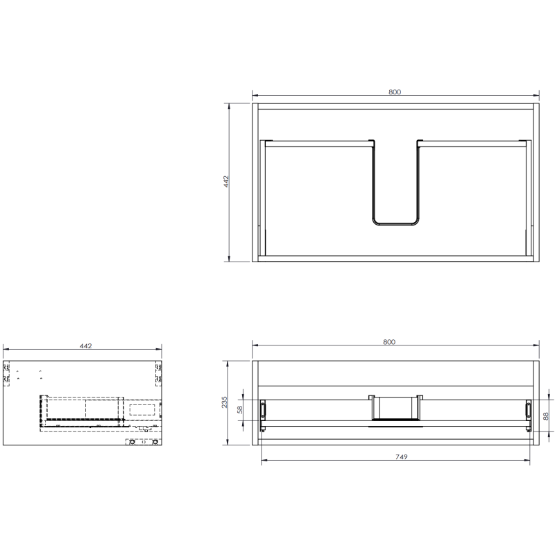 Mexen Orio Badezimmerschrank unter Waschbecken 80 cm mit Platte, 1 Schublade, weiß Hochglanz - 91A10-08023-1-BFC00