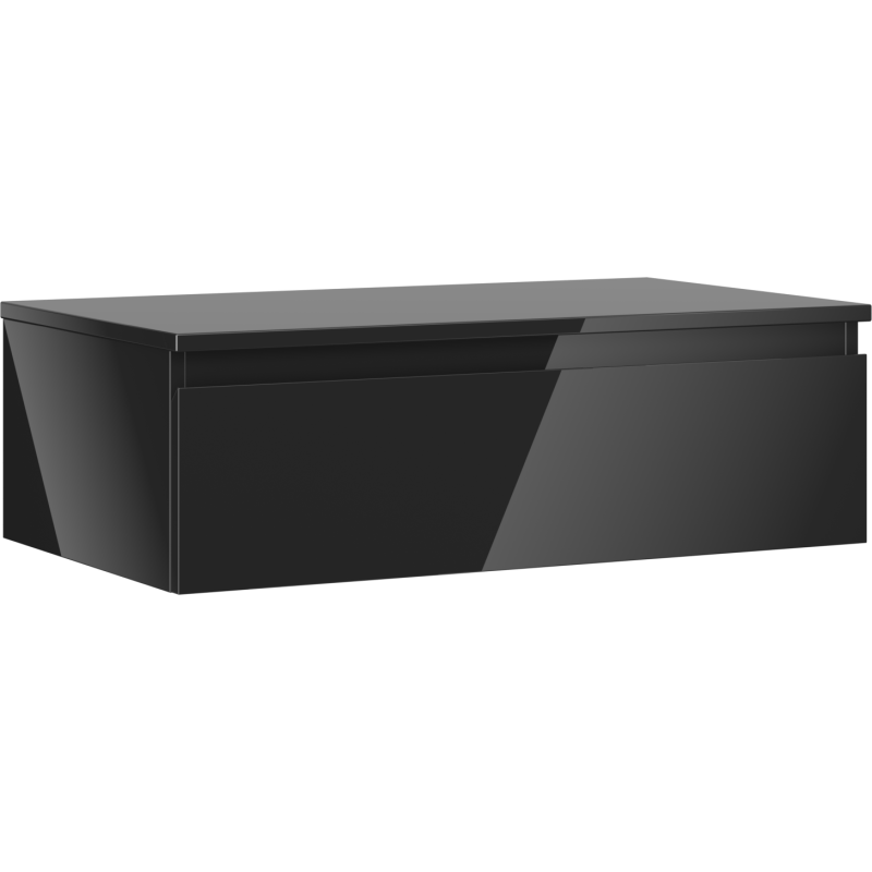 Mexen Orio 80 cm Badezimmerschrank mit Arbeitsplatte, 1 Schublade, Schwarz Glanz - 91A10-08023-1-BFC70