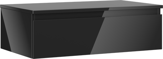 Mexen Orio 80 cm Badezimmerschrank mit Arbeitsplatte, 1 Schublade, Schwarz Glanz - 91A10-08023-1-BFC70