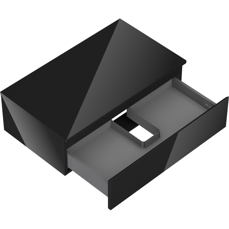 Mexen Orio 80 cm Badezimmerschrank mit Arbeitsplatte, 1 Schublade, Schwarz Glanz - 91A10-08023-1-BFC70