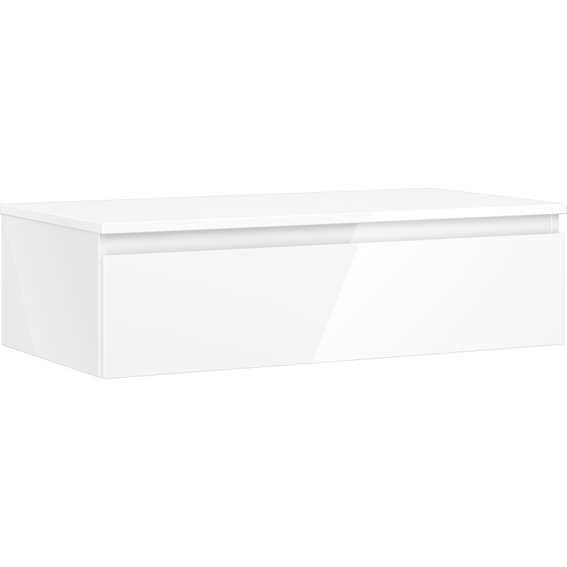Mexen Orio Badezimmerschrank unter dem Waschbecken 90 cm mit Arbeitsplatte, 1 Schublade, weiß glänzend - 91A10-09023-1-BFC00