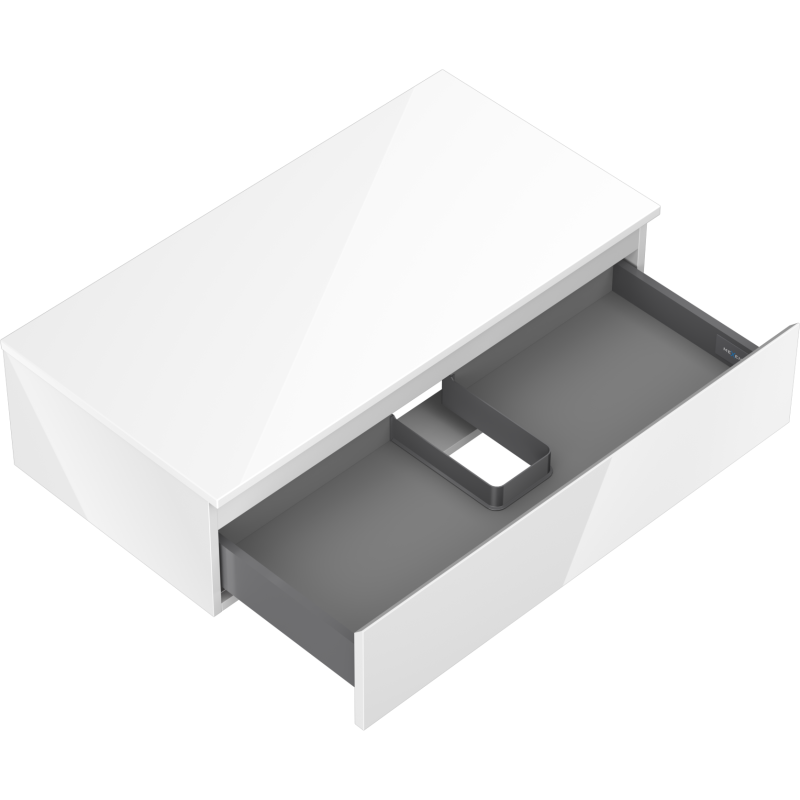 Mexen Orio Badezimmerschrank unter dem Waschbecken 90 cm mit Arbeitsplatte, 1 Schublade, weiß glänzend - 91A10-09023-1-BFC00