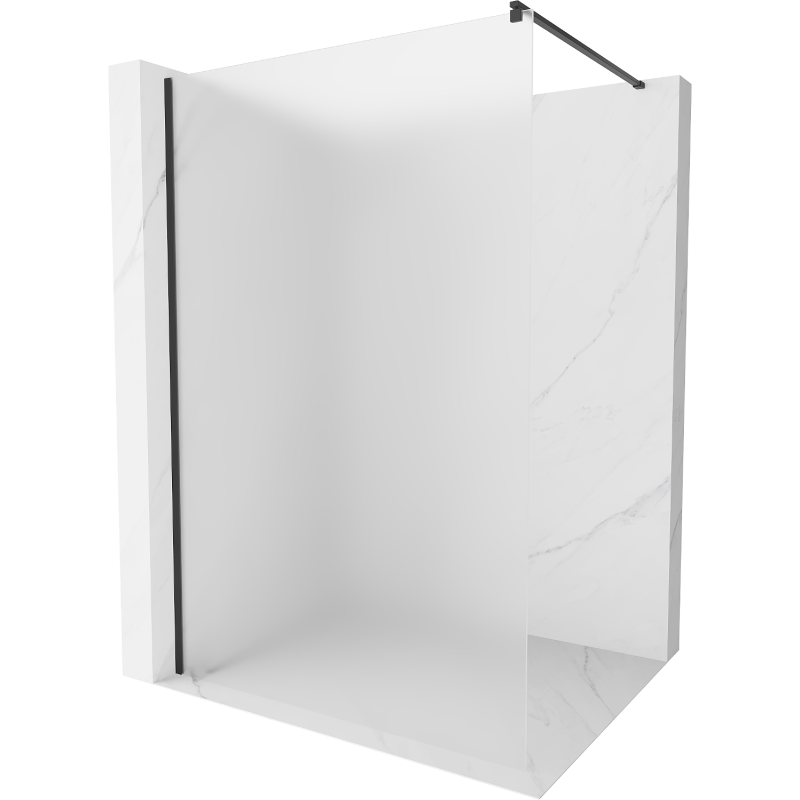 Mexen Kioto Duschwand Walk-in 100 x 200 cm, Frost 8 mm, Schwarz - 800-100-101-70-30