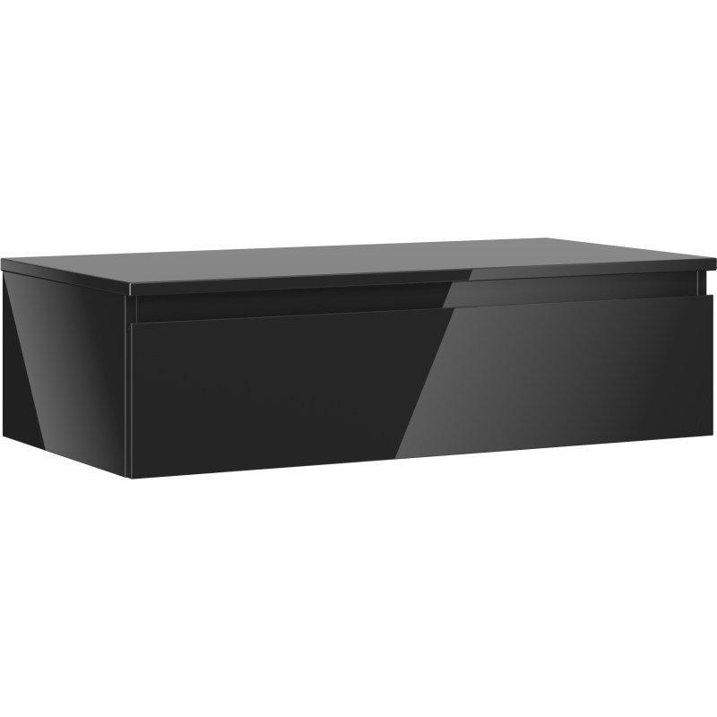 Mexen Orio Badezimmerschrank unter dem Waschbecken 90 cm mit Arbeitsplatte, 1 Schublade, schwarz glänzend - 91A10-09023-1-BFC70