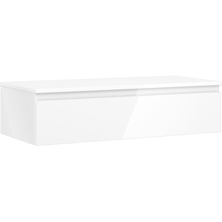 Mexen Orio Badezimmerschrank, 100 cm, mit Platte, 1 Schublade, weiße Hochglanz - 91A10-10023-1-BFC00
