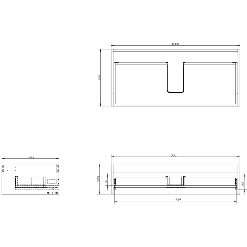 Mexen Orio Badezimmerschrank unter dem Waschbecken 100 cm mit Arbeitsplatte, 1 Schublade, weiß matt - 91A10-10023-1-BFC01
